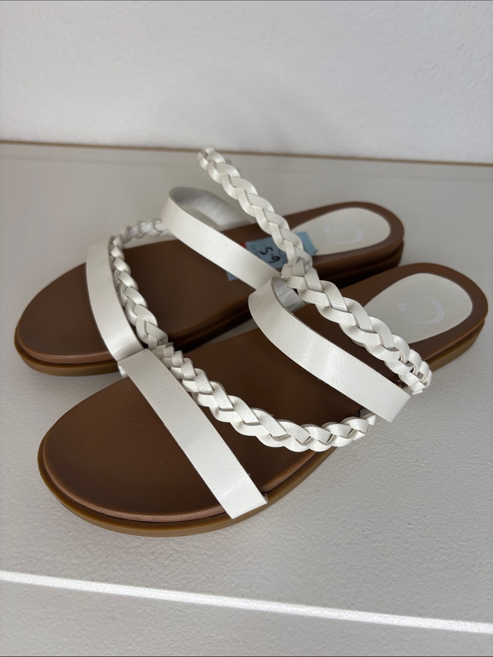 Journee Collection Colette White Braided-Strap Slide Sandals 6.5W - Picture 3 of 11